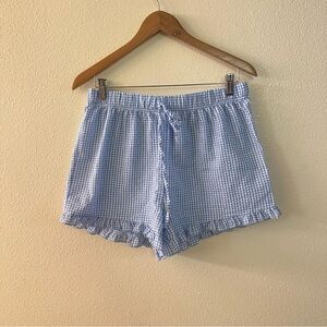Blue Gingham Ruffle Shorts